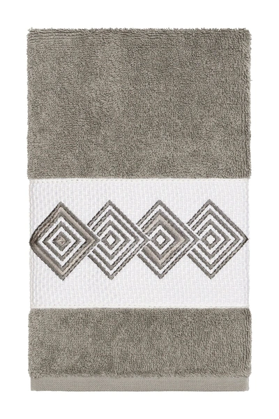 Linum Home Noah Embellished Hand Towel In Dark Grey