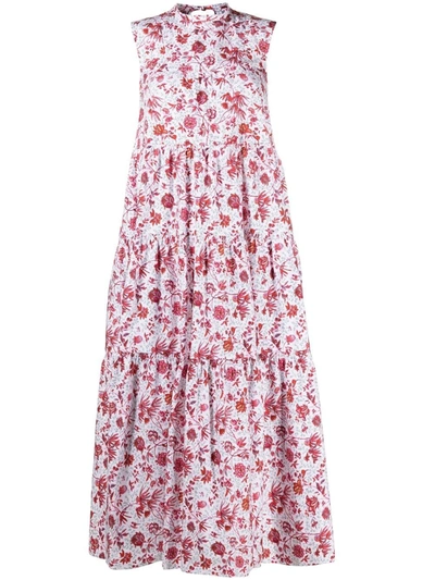 Patou Floral-print Tiered Dress In White