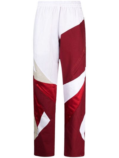 Reebok Colour-block Cotton Track Pants In Triathlon Red