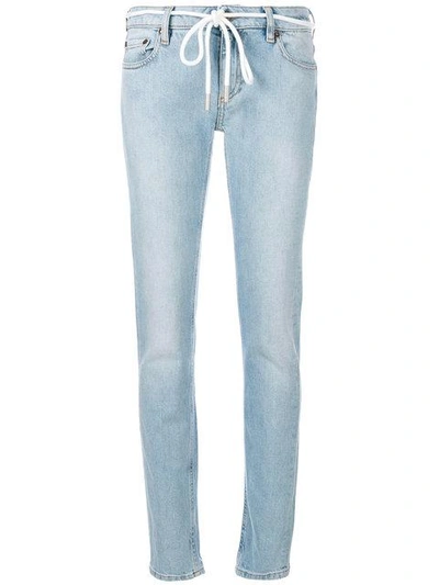 Off-white Skinny Bleached Core Jeans In Blue