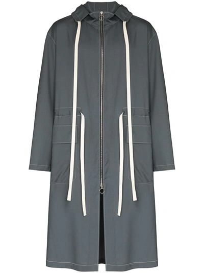 Uniforme Drawstring-hood Wool Parka Coat In Grey