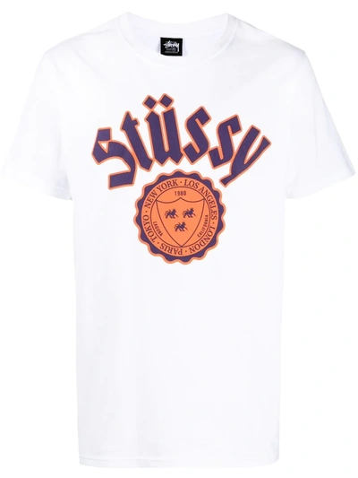 Stussy City Seal Logo-print Cotton-jersey T-shirt In Weiss