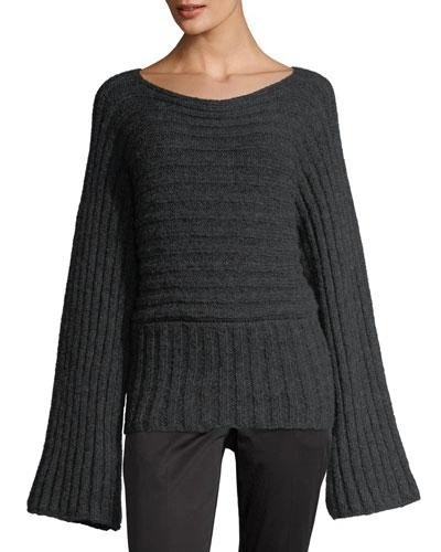 Rosetta Getty Ribbed Boat-neck Sweater In Charcoal