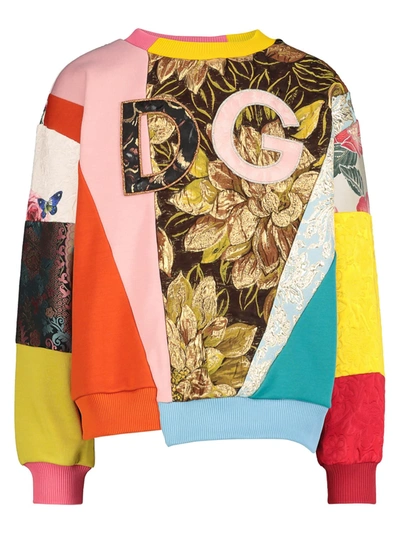 Dolce & Gabbana Kids' Multicolor Sweatshirt For Girl With Logo In Rose