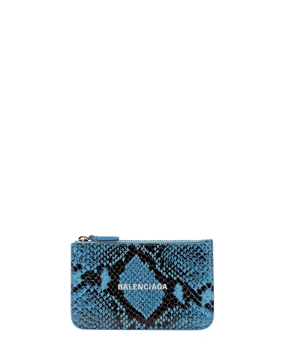 Balenciaga Python Printed Leather Cardholder In Multi