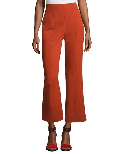 Narciso Rodriguez Wool High-waist Cropped Straight-leg Pants In Red