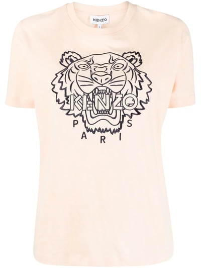 Kenzo Tiger Embroidered T-shirt In Rosa