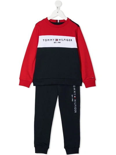 Tommy Hilfiger Junior Teen Embroidered-logo Cotton Tracksuit Set In Blue