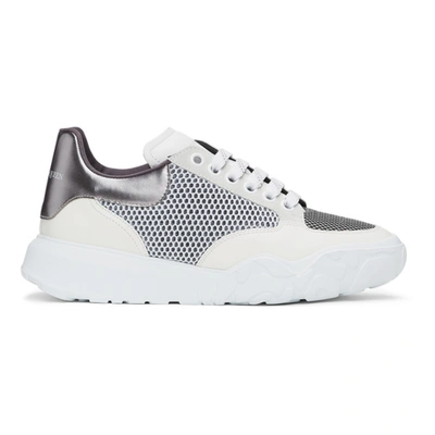 Alexander Mcqueen Off-white & Grey Court Trainer Sneakers In 9089 White/black/sil