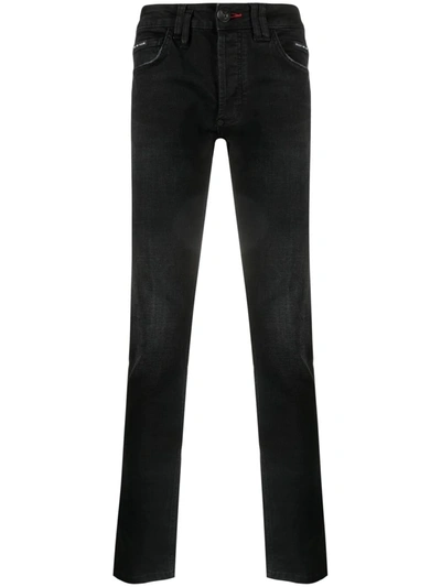 Philipp Plein Jeans Super Straight In Cotone Nero In Black