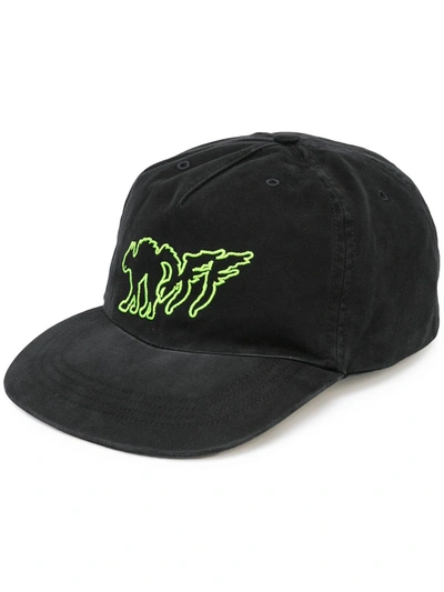 Off-white Logo-embroidered Cap In Black Light Green