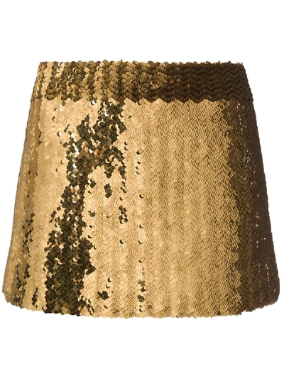Marc Jacobs Chevron Sequined Mini Skirt In Gold