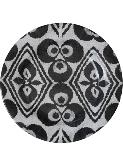 Les-ottomans Ikat Ceramic Plate (19cm) In White