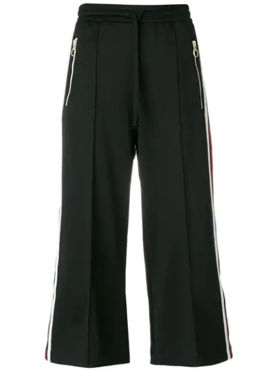 Gucci Black Cropped Wide-leg Track Pants