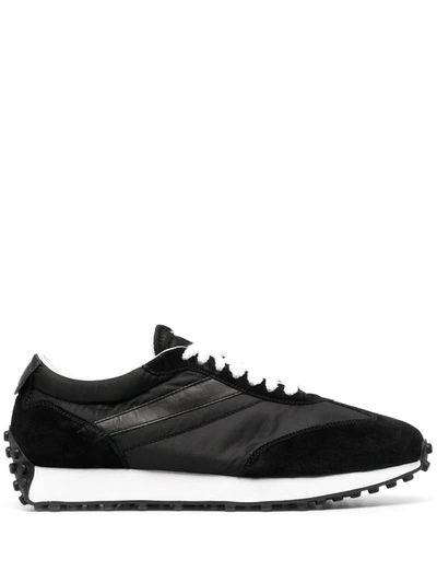 Doucal's Leather-trim Low-top Sneakers In Black