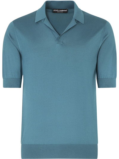 Dolce & Gabbana Short-sleeve Polo Shirt In Blue