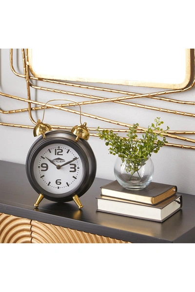 Willow Row Black Stainless Steel Clock With Bell Style Top