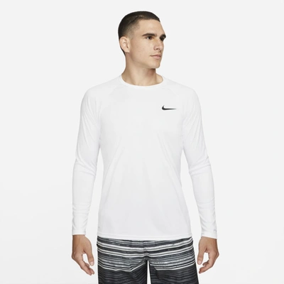 Nike Men's Essential Long-sleeve Hydroguard Swim Shirt In White