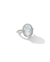 David Yurman 21mm Dy Elements Ring With Gemstone And Diamonds In Silver In Pearl