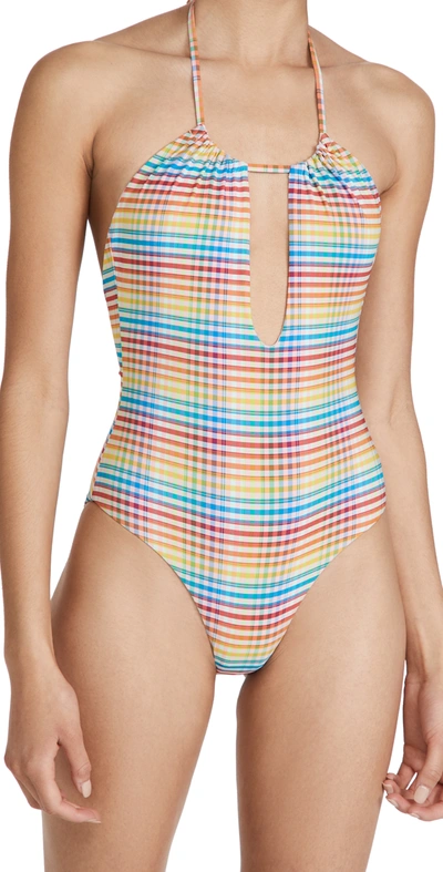 Onia Eliza Gingham One-piece Swimsuit In Conch Shack