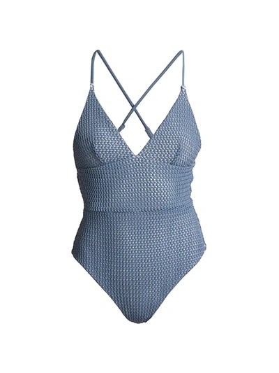 Onia Valentina Crocheted One-piece Swimsuit In Blue