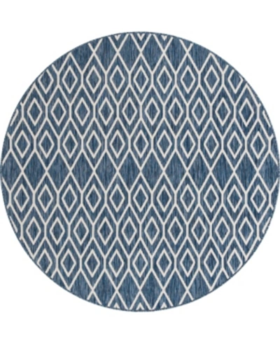 Jill Zarin Outdoor Turks And Caicos 6'7" X 6'7" Round Area Rug In Blue