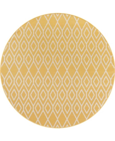 Jill Zarin Outdoor Turks And Caicos 6'7" X 6'7" Round Area Rug In Yellow