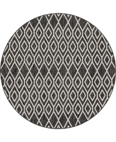 Jill Zarin Outdoor Turks And Caicos 6'7" X 6'7" Round Area Rug In Charcoal