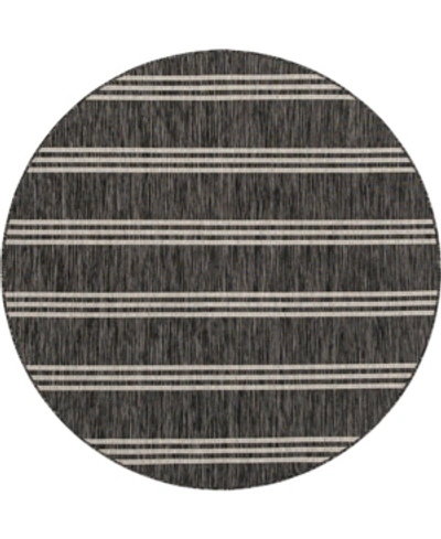 Jill Zarin Outdoor Anguilla 6'7" X 6'7" Round Area Rug In Charcoal