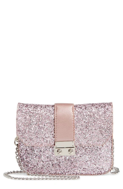 Mali + Lili Stacie Glitter Convertible Belt Bag In Blush