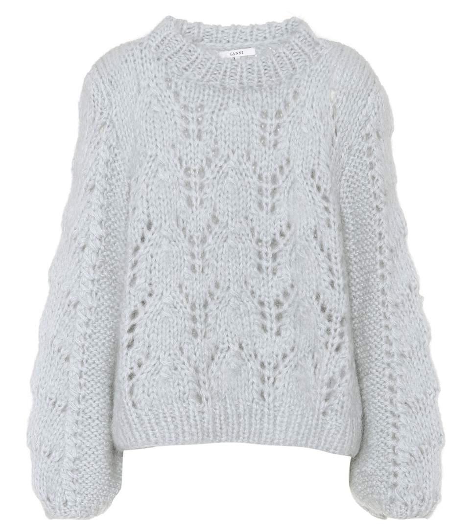 Ganni Faucher Wool And Mohair Sweater In Pearl Llue | ModeSens