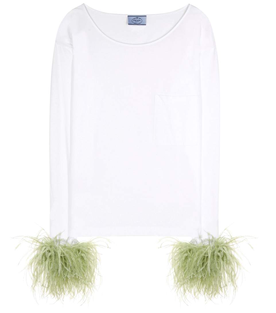 prada feather t shirt