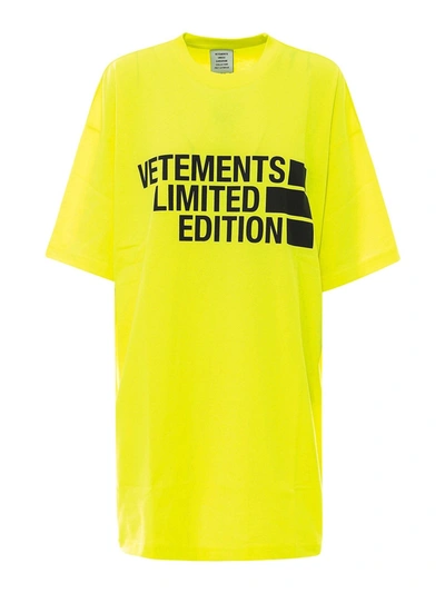 Vetements Cotton T-shirt In Yellow