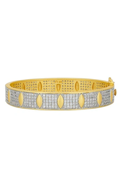 Freida Rothman Armor Of Hope Petals & Pavé Bangle Bracelet In Gold And Silver