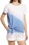Beachlunchlounge French Terry Side Tie T-shirt In Indigo/ Rose