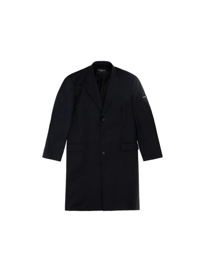 Balenciaga Biological Wool Single Breasted Coat In Black