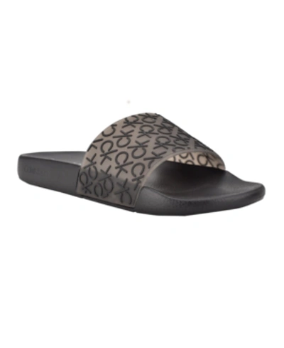 Calvin Klein Men's Alva Casual Slip-on Slide Sandals In Black Sy