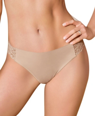 Leonisa Women's Lace Side Seamless Thong Panty In Light Beige