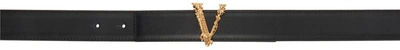 Versace Virtus Buckle Belt In Nero