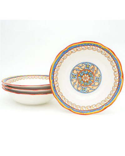 Euro Ceramica Duomo 4-piece Pasta Bowl Set In Multicolor