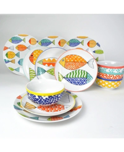 Euro Ceramica Fresh Catch 12 Piece Dinnerware Set, Service For 4 In Multi