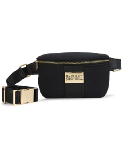 Badgley Mischka Sage Scuba And Vegan Leather Belt Bag In Black