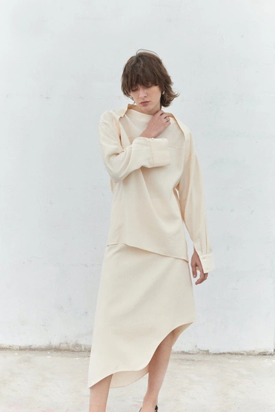 Viktoria Chan Hazel Asymmetric Skirt In White
