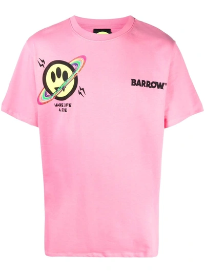 Barrow Graphic-print Cotton T-shirt In Pink