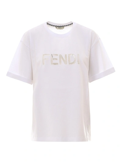 Fendi Trompe-lœil Logo T-shirt In White