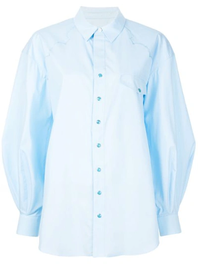 Toga Balloon-sleeved Cotton Shirt In Light Blue