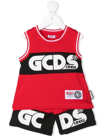 Gcds Babies' Logo Print Tracksuit Set In 红色