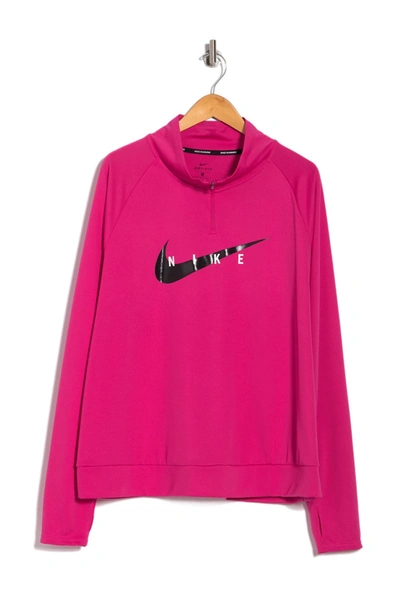 Nike Swoosh Half Zip Mid Layer Top In Pink | ModeSens
