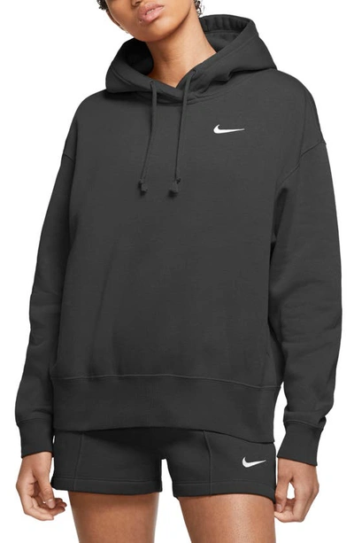 Nike Sportswear Essential Fleece Hoodie In Black/ White