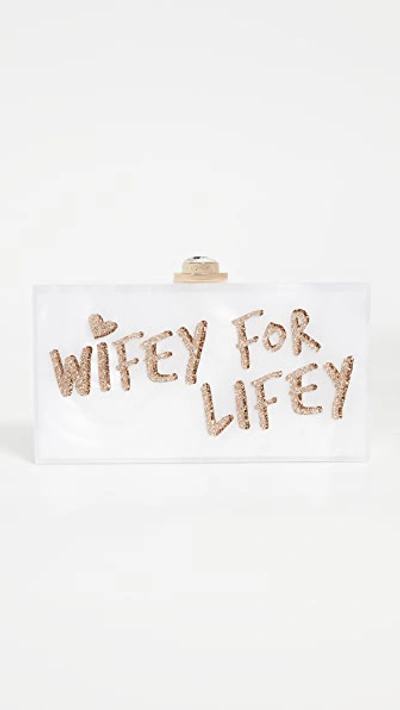 Sophia Webster Cleo Wifey For Lifey Minaudiere In White Gold